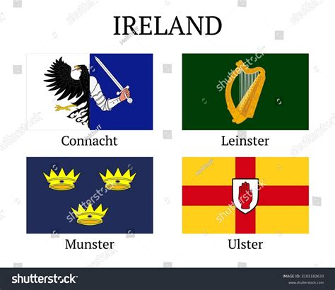 Ireland provinces flags set. Flags Leinster, - Royalty Free Stock Vector 2102182633 - Avopix.com