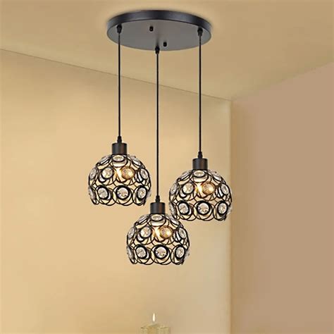 Creative Design Modern Glass Crystal Pendant Lights 3 Heads Hanging Lamps for Dining Room Living ...