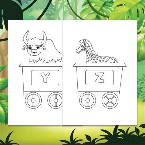 A-Z Alphabet on Train Coloring Pages for Kids and Preschoolers, Printable Alphabet A Z Coloring ...