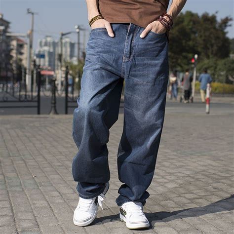 Great for Mens Hip Hop Baggy Jeans for Men Wide Leg Skateboard Denim Pants Plus Size 44 46 ...