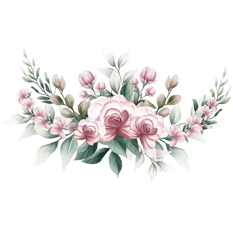 Bouquet of pink watercolor flowers 13855122 PNG