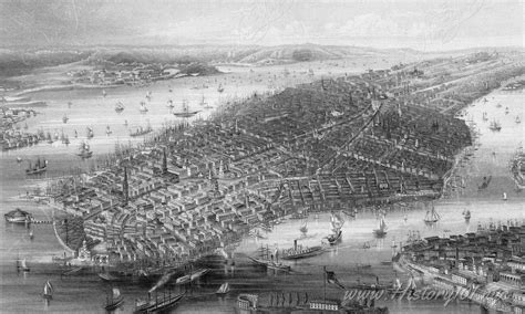 1812 Manhattan Aerial View: NYC's Historic Urban Port