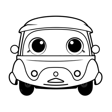 Coloring Pages Of Car Cartoon Kawaii Outline Sketch Drawing Vector, Car Drawing, Cartoon Drawing ...