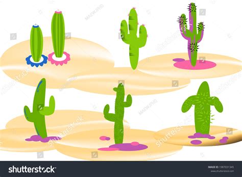 Set Colorful Cartoon Cactus Desert Stock Vector (Royalty Free) 1987031345 | Shutterstock