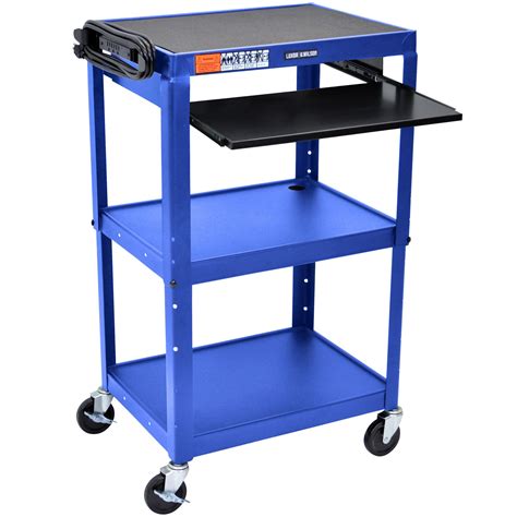 Luxor AVJ42KB-RB Blue Mobile Computer Cart / Workstation 24" x 18" with Keyboard Shelf