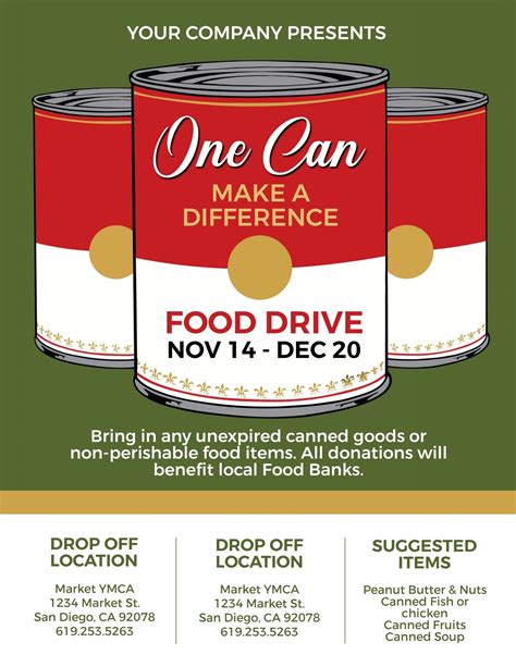 Canned Food Drive Flyer Template - Free Printable