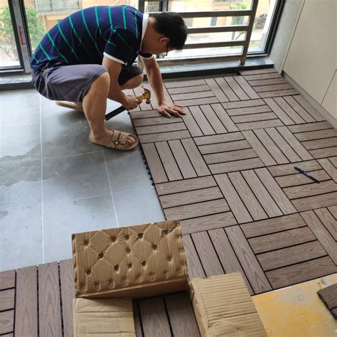 Waterproof Outdoor Solid Wood Decking Flooring Tiles Anti Skid for Garden Balcony Terrace ...