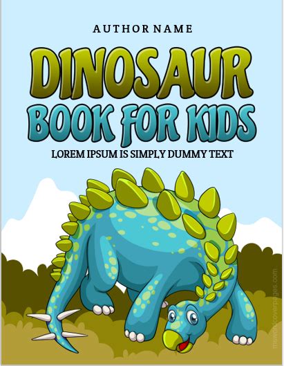 Dinosaur Book for Kids Cover Pages | Download Edit & Print