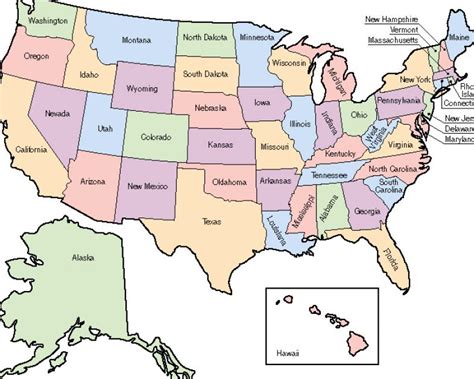 Labeled map of the united states