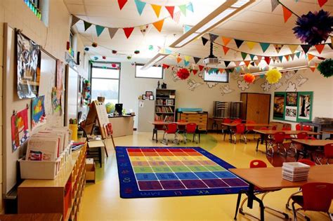 colorful garland in an art classroom | Art education elementary, Classroom design, Classroom decor