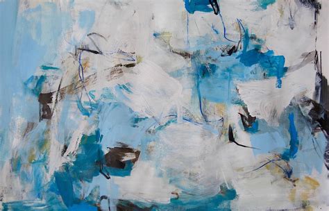 Charlotte Foust - Blue Splendor- contemporary white grey blue horizontal abstract painting For ...