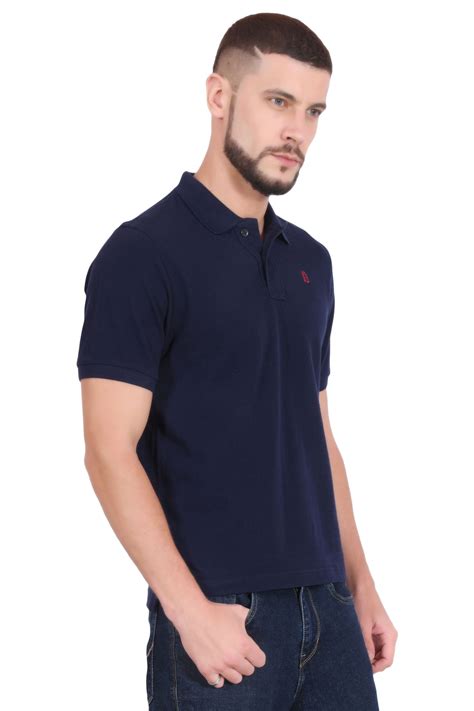 Plain Cotton Navy Blue Polo T shirt for Men – BlueAura Apparels