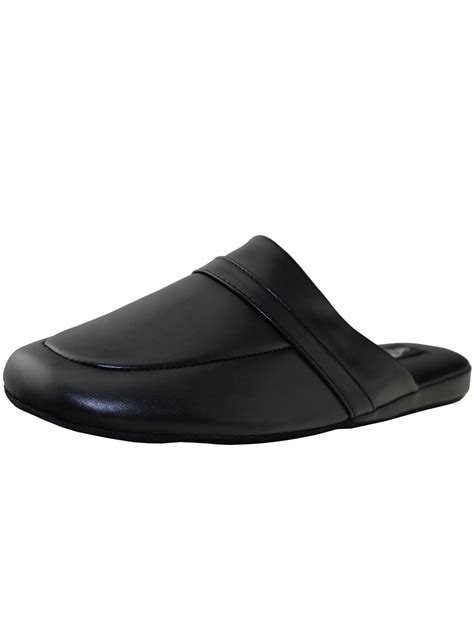 Men's Black Slipper Fashion Open Back Leather Slippers Lightweight Durable Waterproof - Walmart.com