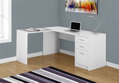 60" L-Shaped White Office Desk w/ 3 Drawers – ComputerDesk.com