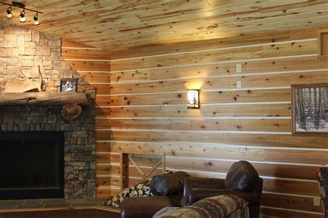 Check out this great interior! Siding using our Channel Rustic and an aspen plank ceiling ...