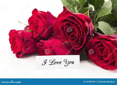 I Love You Card with Bouquet of Red Roses Stock Image - Image of decorative, beautiful: 107081867