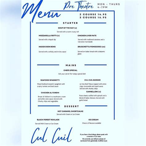 Cùl Cùil - Our brand new pre-theatre menu, which features... | Facebook