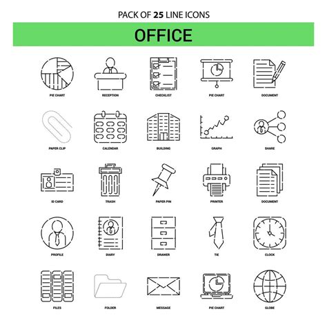 Office Line Icon Set 25 Dashed Outline Style 14350681 Vector Art at ...