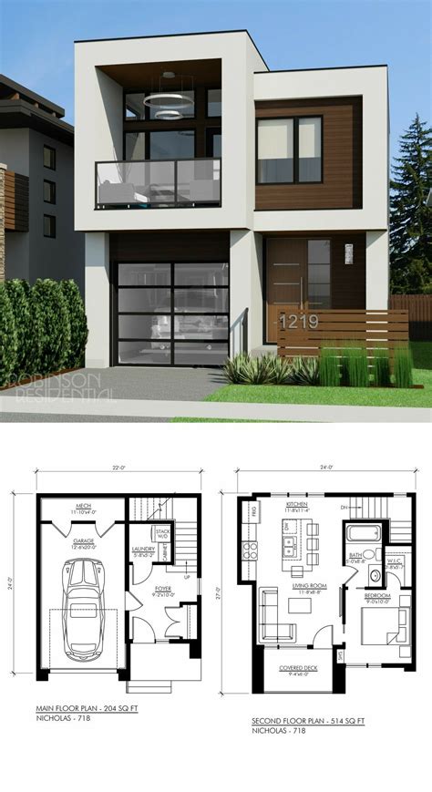 Narrow Contemporary House Plans / Modern House Ch107 Modern House Floor Plans Minecraft Small ...