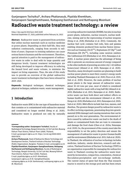 (PDF) Radioactive waste treatment technology: a review