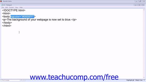 HTML5 and CSS3 Tutorial Changing a Page's Background Color Training Lesson 4.5 - YouTube