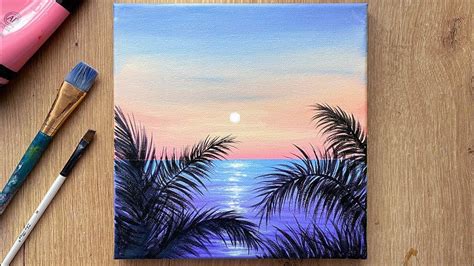 Acrylic Painting For Beginners | Sunset Painting Tutorial Easy | Small canvas art, Sunset canvas ...