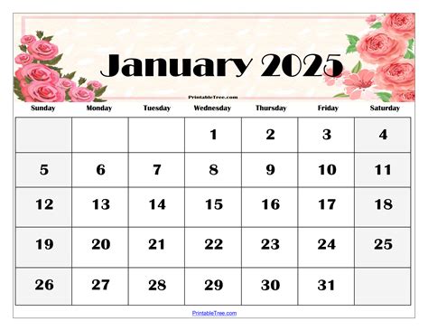 January 2025 Calendar Printable PDF Template with Holidays