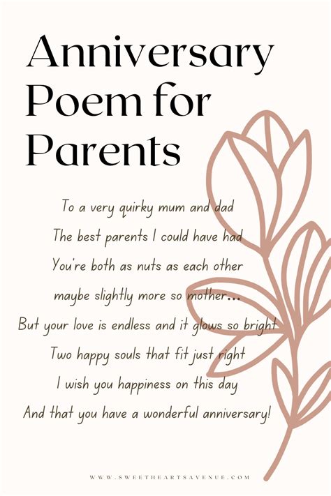 Short and Lovely Anniversary Poem for Parents | Anniversary poems, Happy anniversary parents ...