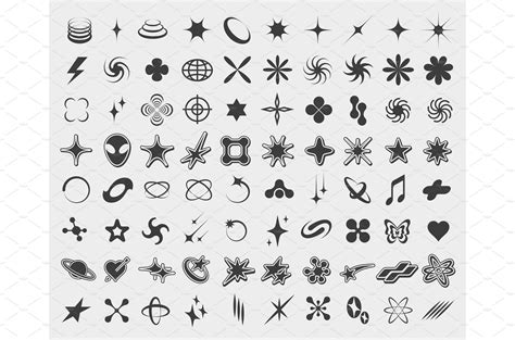 Y2K symbols. Retro star icons | Illustrations ~ Creative Market