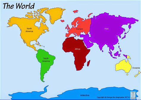 Printable Map of the 7 Continents