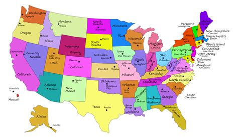 Clipart - United States Map With Capitals (Fixed)