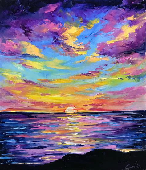 California Sunset Oil Painting Original Cloud Oil Painting - Etsy