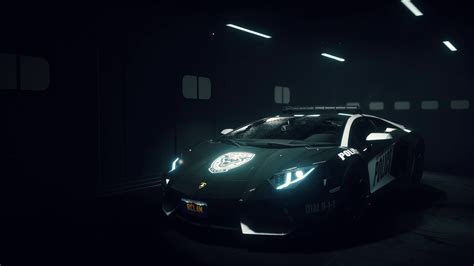 Lamborghini Aventador Police Patrol Car In Garage Live Wallpaper - Live Wallpaper