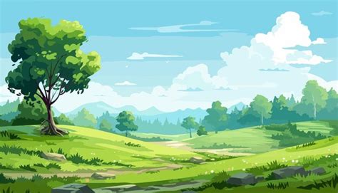 Premium Vector | Free picture a cartoon landscape with a forest and tree design