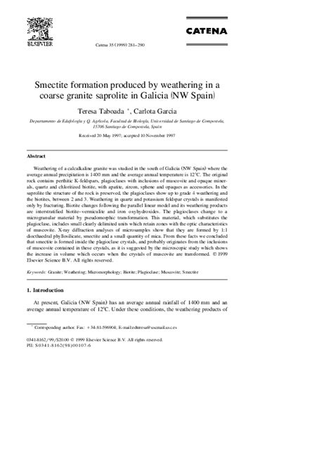 (PDF) Smectite formation produced by weathering in a coarse granite saprolite in Galicia (NW ...