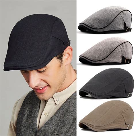 Men Street Newsboy Hat Retro British Beret Hats Men Peaked Painter Caps Forward Gatsby Cabbie ...