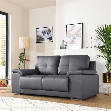 Kansas Grey Leather 2 Seater Sofa | Furniture And Choice