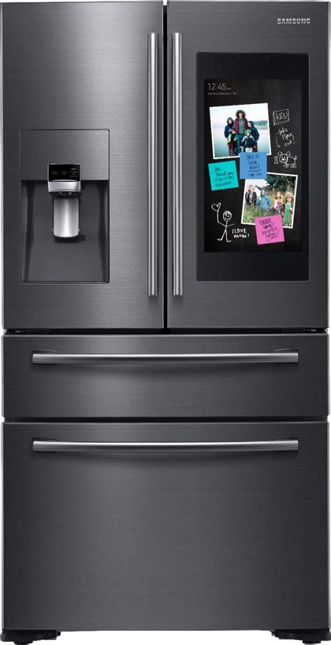 Samsung - Family Hub 27.7 Cu. Ft. 4-Door French Door Refrigerator - Fingerprint Resistant Black ...