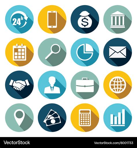 Set 16 flat business icons Royalty Free Vector Image