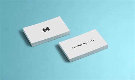 Free Business Card Mockups with Blue Background - CreativeBooster