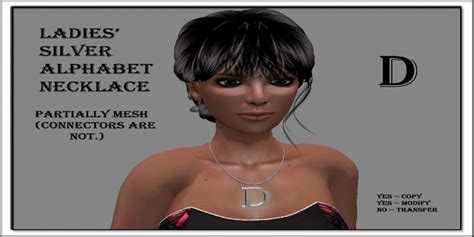 Second Life Marketplace - LADIES' SILVER ALPHABET NECKLACE D