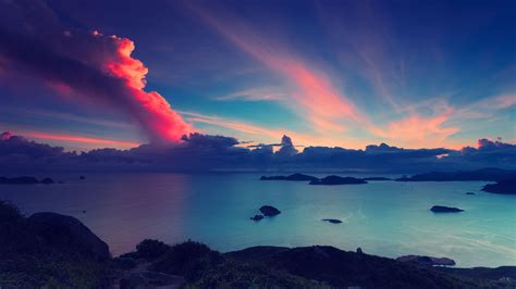 sky, Nature, Landscape, Clouds, Coast, Sea, Sunset, Island, Calm Wallpapers HD / Desktop and ...