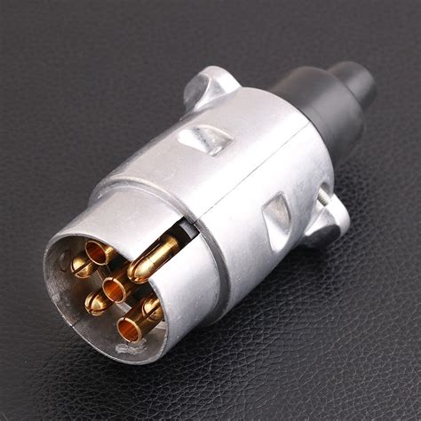 7 Pin Male + Female Round Trailer Plug Slim Adapter Connector Caravan Boat Part | eBay