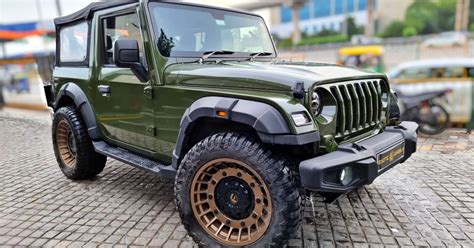 Mahindra Thar tastefully modified with olive green paint & alloy wheels [Video]