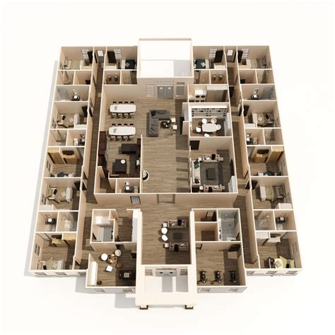 3D Floor plans - a hotel floor plan | Hotel floor plan, Hotel floor, House blueprints