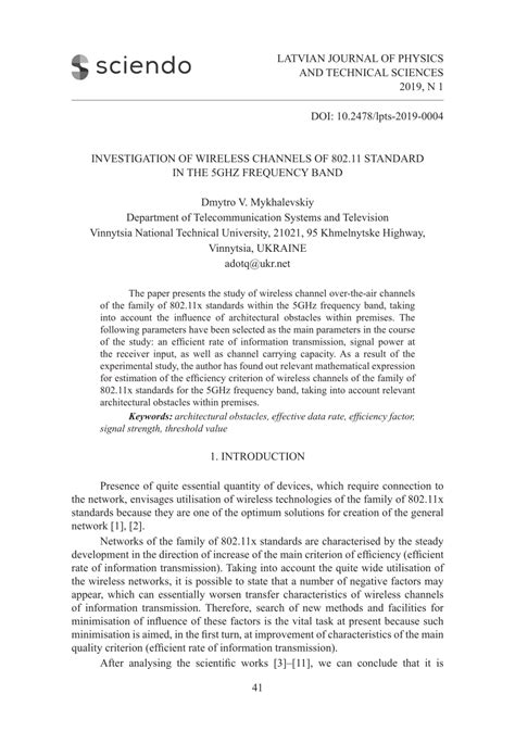 (PDF) Investigation of Wireless Channels of 802.11 Standard in the 5ghz Frequency Band