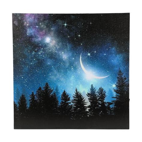 Luxen Home Moon and Night Sky Canvas Print with LED Lights Lowes.com in 2021 | Night sky ...