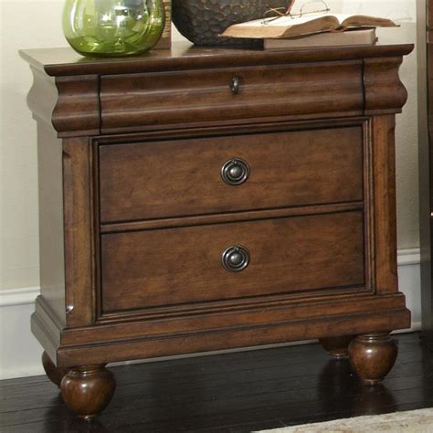 Liberty Furniture Rustic Traditions Three-Drawer Nightstand with Antique Brass Hardware ...