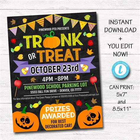 Trunk or Treat Flyer/Invitation Printable Halloween Invitation, Commun – TidyLady Printables