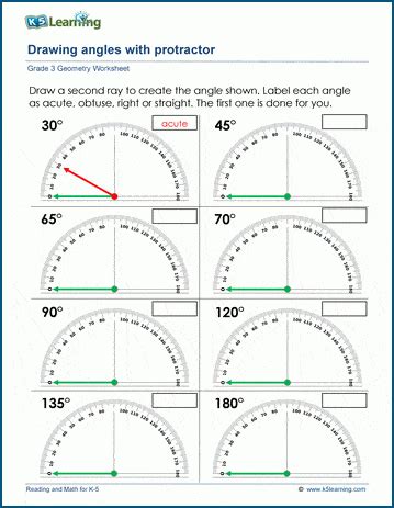 Using a protractor worksheets | K5 Learning